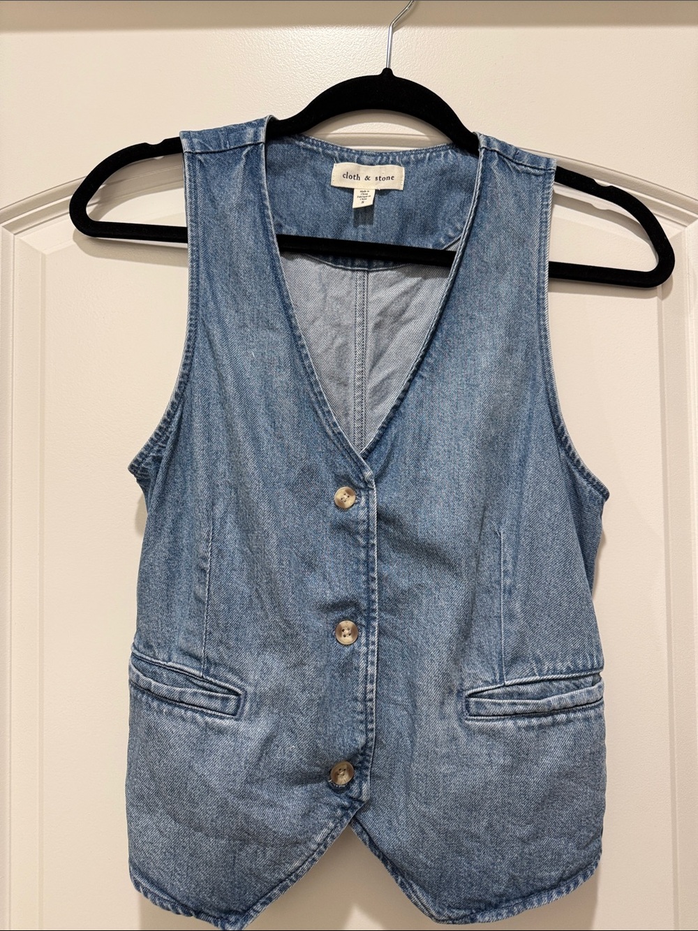 cloth & stone Light Blue Denim Vest with Button Front